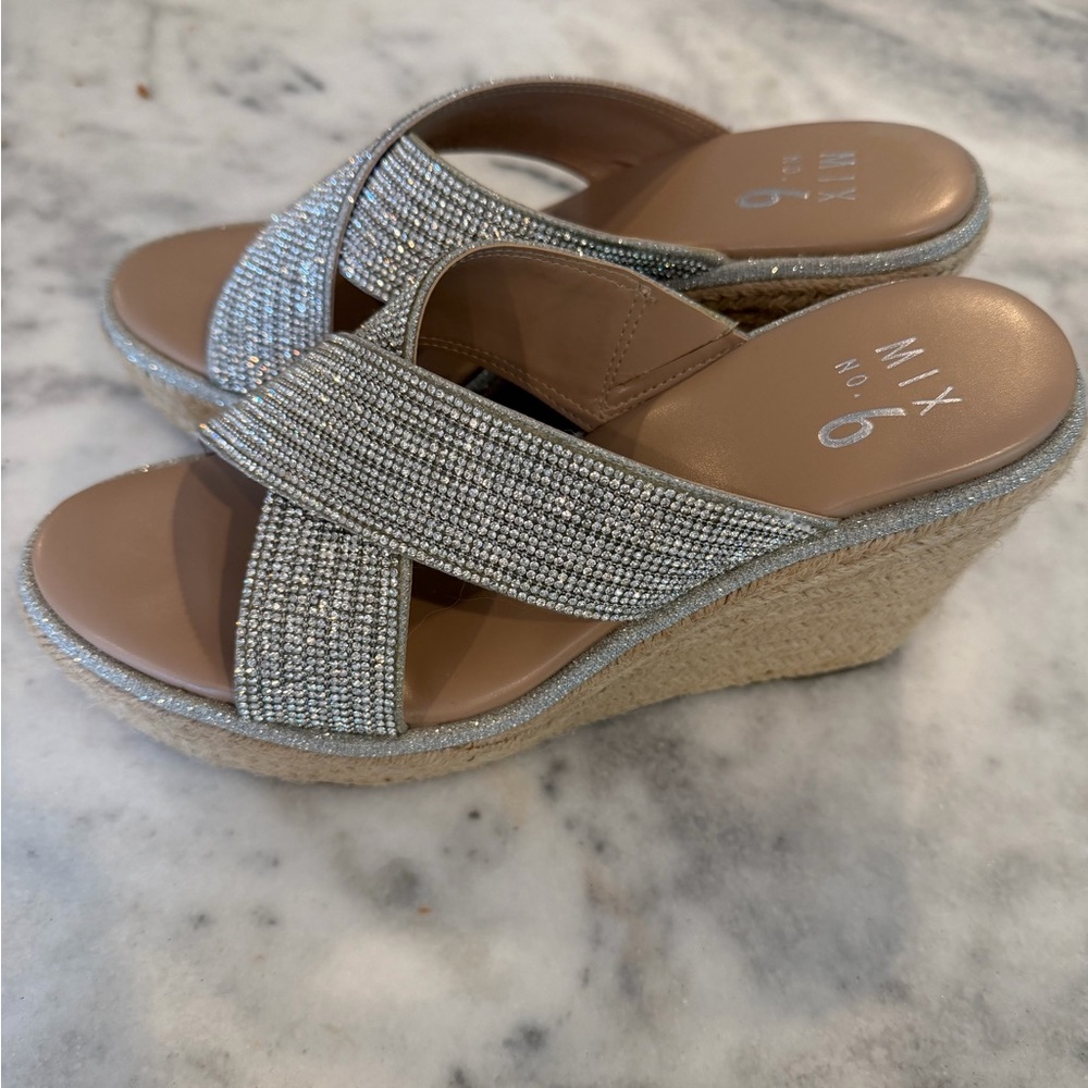 Mix No.6 silver sparkle wedge sandals (Jennesa)size 8 - Picture 3 of 7